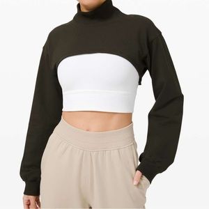 Lululemon LA Super Crop Mock Neck Turtleneck Long Sleeve Dark Olive (size 6)